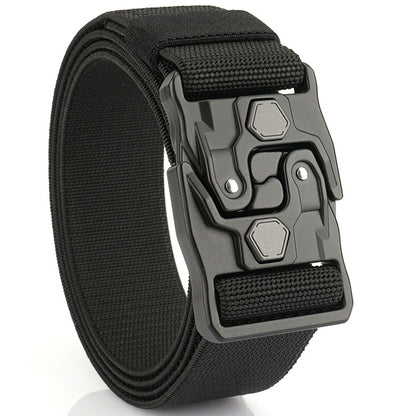 Nuevo cinturón casual de nailon trenzado para hombre (modelo 2026) con diseño creativo de ajuste rápido tipo riel.