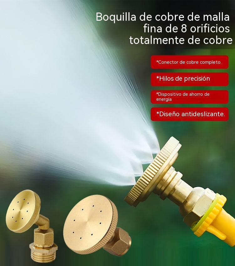 🚿【compre uno y llévese otro gratis】 Boquilla de pulverización para jardín ajustable de 8 orificios, totalmente de cobre. Boquilla de pulverización agrícola para invernaderos, frutas y verduras.