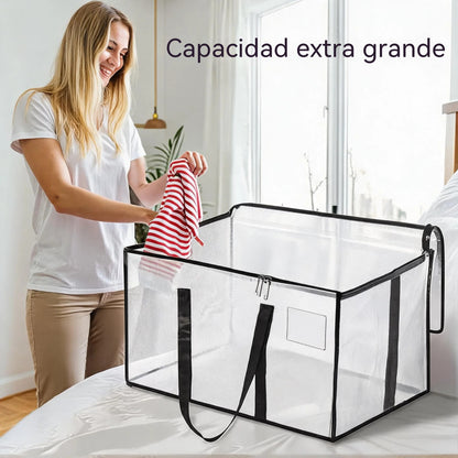 🎁 Caja de almacenamiento de tela transparente | Organizador de armario plegable – ¡Perfecto para ropa, juguetes, mantas y más! 🧸👕📦