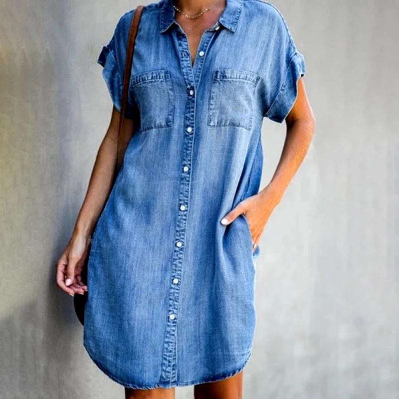 🔥【Oferta especial de verano】✨😍【S-5XL】Nuevo vestido vaquero casual de manga corta para verano 2026