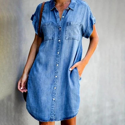 🔥【Oferta especial de verano】✨😍【S-5XL】Nuevo vestido vaquero casual de manga corta para verano 2026