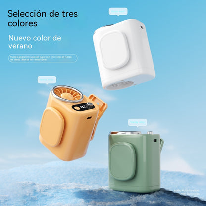 🌀 Ventilador manos libres, equipado con pantalla LED, clip integrado y múltiples velocidades de viento ajustables.