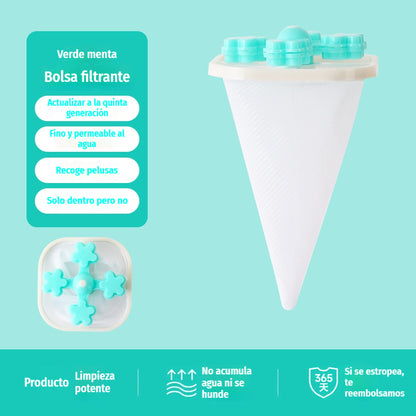 🌀【6 piezas】Filtro Flotante para Lavadora – Atrapa Pelusas, Cabellos y Pelos de Mascota en Cada Lavado 🧺