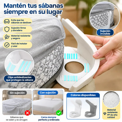 [4/8piezas]🧵🏠Sujetadores Invisibles para Sábanas – Sin Agujas, Antideslizantes y Fáciles de Usar
