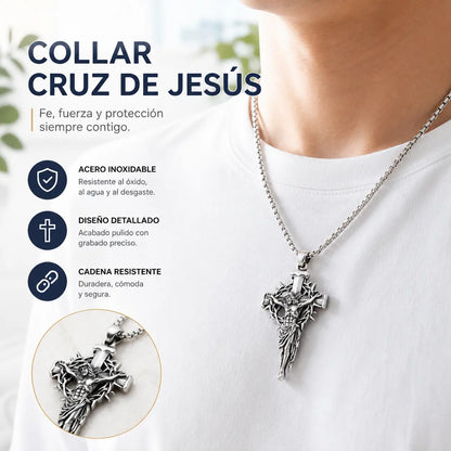 🔥Collar con colgante de cruz y halo de espinas