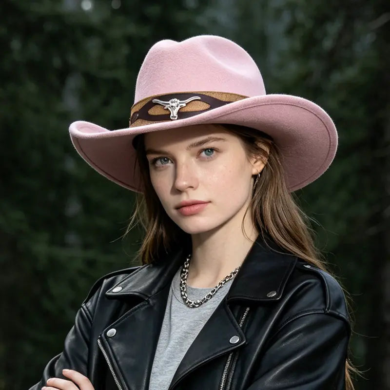 🤠🌟Sombrero vaquero retro de ala ancha - Sombrero de copa estilo western desgastado
