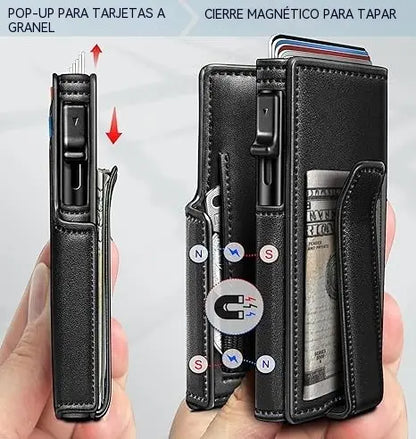 Nueva cartera antirrobo RFID para hombre con bolsillo con clip, ventana transparente, caja de aluminio de gran capacidad, tarjetero y funda para tarjetas.