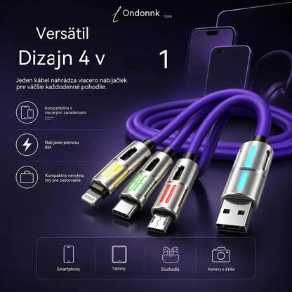 🔥Kúpte 1, získajte 1 zadarmo🔥 Nabíjací kábel s LED diódami 4 v 1⚡📱
