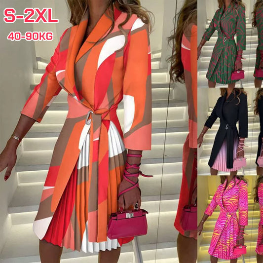 🔥【S-2XL】2026 Nueva moda Vestido de manga larga con cuello en V🌟【40-90kg】