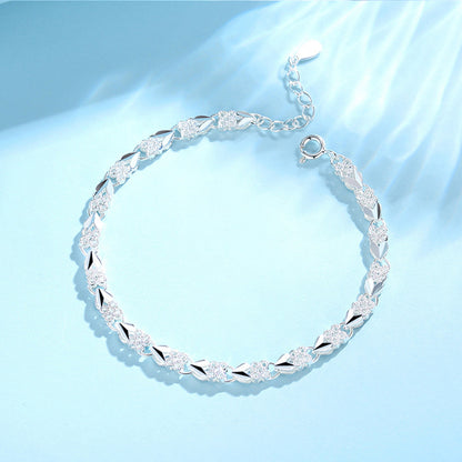 😀💖🍀Love New Fashion Pulsera de plata 925 con un trébol de cuatro hojas para mujer