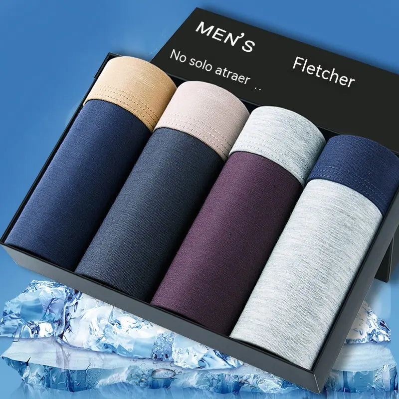 【4 piezas】【XL-9XL】Calzoncillos bóxer cómodos para hombre, de algodón puro, transpirables, elásticos y muy suaves.【45kg-150kg】