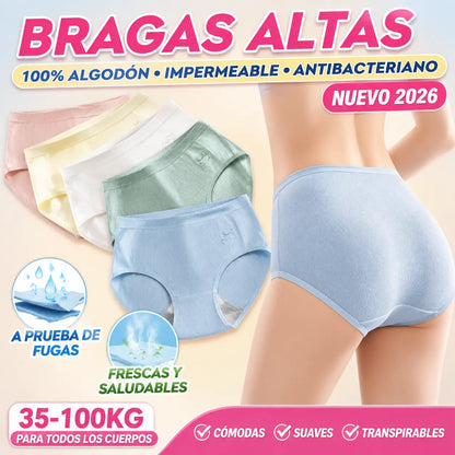 【7 piezas 25 euros】Nuevas braguitas premium de algodón de talle alto, impermeables y antibacterianas (colección 2026)-【Para pesos de 35 a 100 kg】