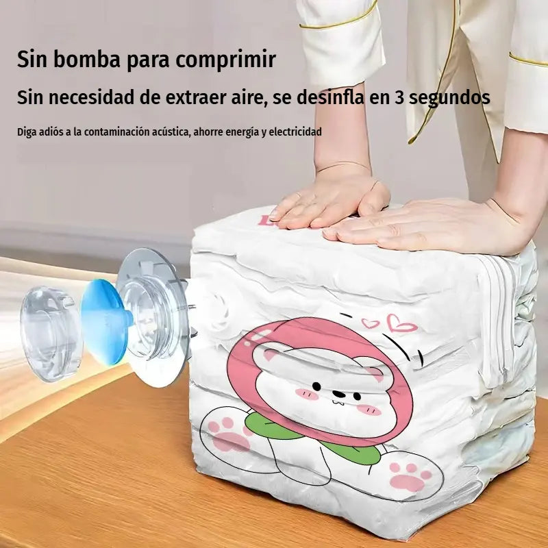 ✨🗃️ Juego de 5 piezas 💨 Bolsas de almacenamiento compresibles grandes: No se necesita bomba de aire, son a prueba de fugas, ideales para ahorrar espacio en tu maleta y en casa ✈️