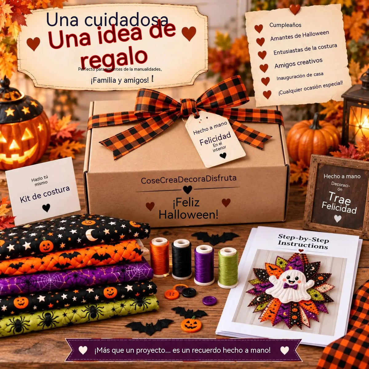 🎃✨🎄 Kit de costura DIY: Lazo decorativo hecho a mano para puertas (Halloween y Navidad)