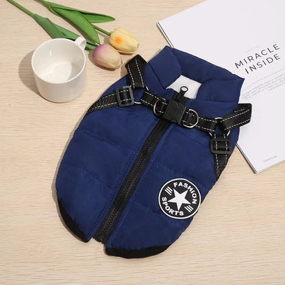 Chaleco/chaqueta 2 en 1 para mascotas: tejido impermeable, forro polar, hebilla de seguridad; disponible en varios colores.