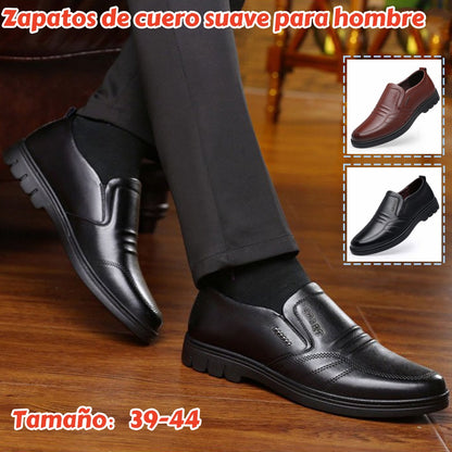👞【39-44】 Zapatos de cuero para hombre, nuevo estilo 2026, zapatos de cuero casuales para negocios, cuero suave, suela blanda, antideslizantes.