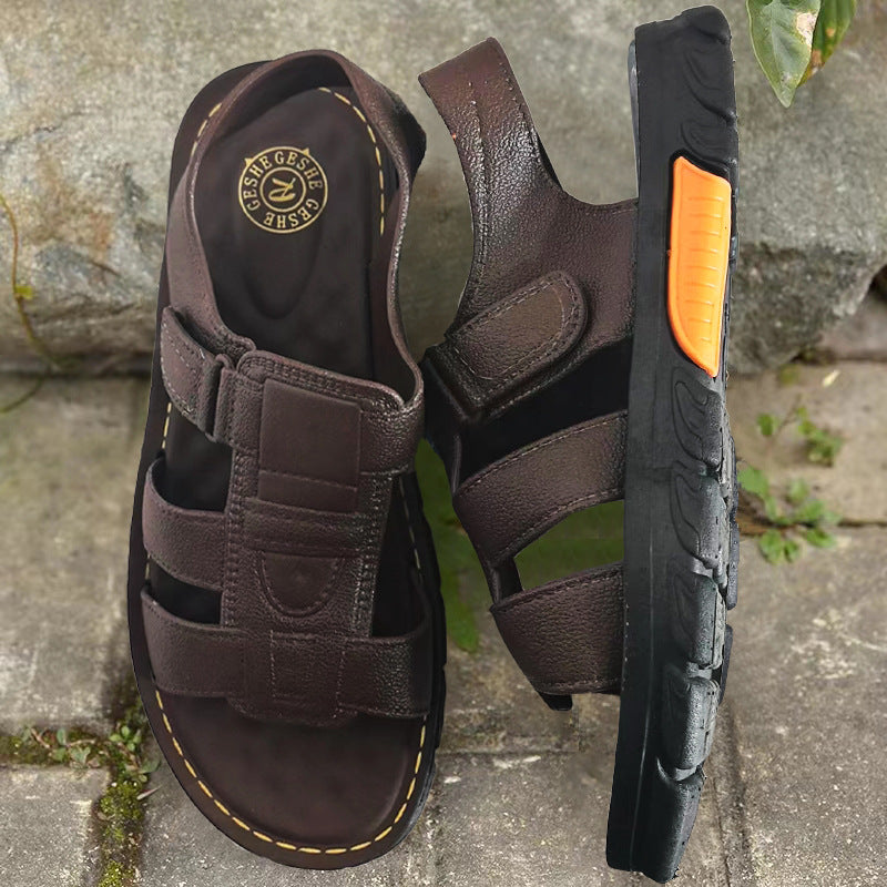 🔥👟[Tamaño 38 ~ 44] Sandalias de playa antideslizantes de cuero suave hechas a mano para hombres