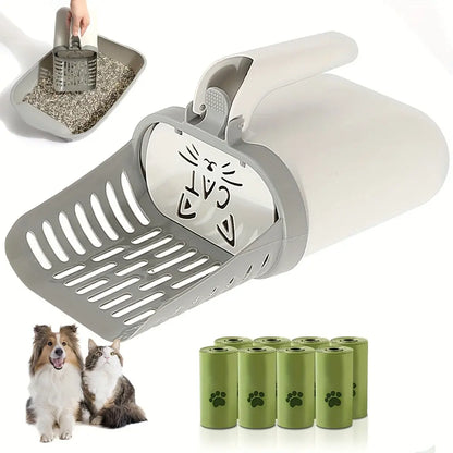 Nueva pala para arena de gato desmontable de una sola pieza, herramienta para recoger excrementos de gato, bolsa autorecolectora de excrementos