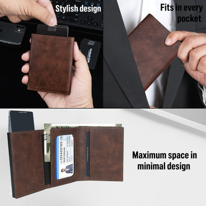 Tarjetero desplegable de aleación de aluminio con protección RFID antirrobo para hombre