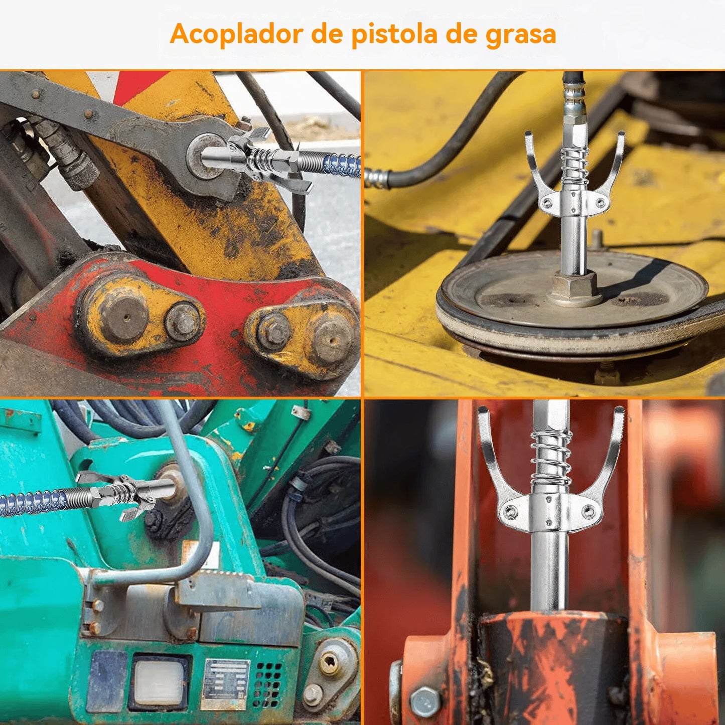 【Compra 1 y llévate 1 gratis】2 artículos por 27 euros🔧Inyector de grasa de alta presión con abrazadera autoblocante y boquilla de engrase de doble asa + manguera flexible de 30 cm