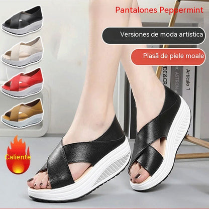 💞【35-43】Sandalias casuales para mujer, modelo 2026, suela gruesa, transpirables, con abertura tipo boca de pez.