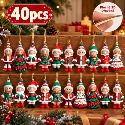 ✨Dvě sady po 40 kusech stojí 580 českých korun🎄2D dřevěné dekorace na vánoční oblečení pro dívky