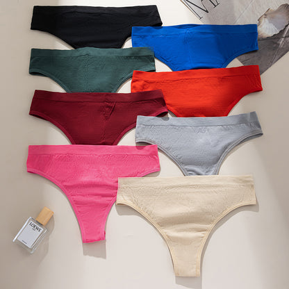 【40-90kg】【XS-2XL】 Tanga sexy para mujer – Braguitas de algodón acanalado en color liso【Juego de 6 piezas】