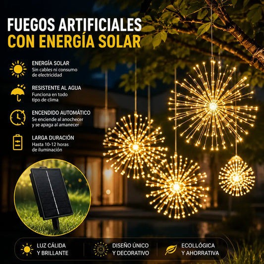 【Último día: ¡50% de descuento!】Luces solares de cadena con forma de fuegos artificiales, perfectas para jardines y fiestas.