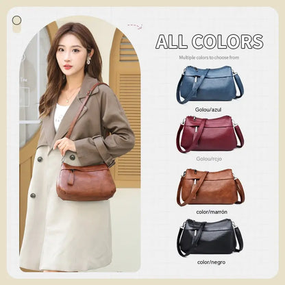Nuevo bolso bandolera de piel suave y elegante para mujer, de tres compartimentos y gran capacidad.