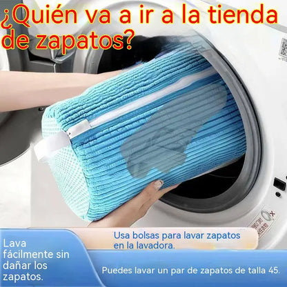 【2 pieza】Bolsa especial para lavar zapatos en lavadoras, para un lavado y cuidado totalmente automáticos, reforzada para evitar deformaciones.