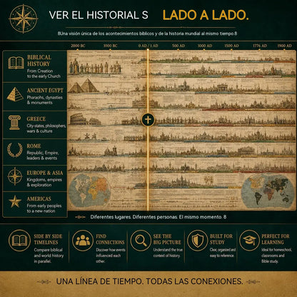 🔥📜 OFERTA ESPECIAL | Cuadro de historia sincronológica: 6.000 años de acontecimientos bíblicos y mundiales en una línea de tiempo desplegable.