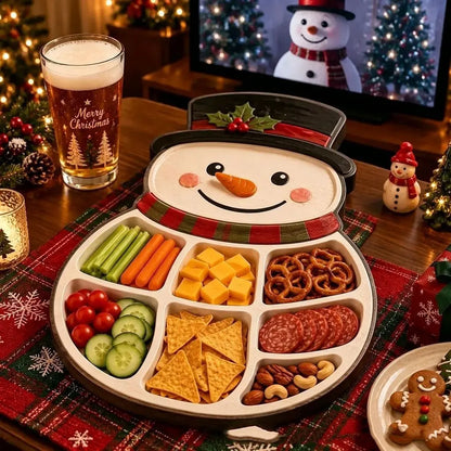 Bandeja de postres con forma de árbol de Navidad, plato de madera compartimentado para fiestas navideñas, plato para aperitivos de frutos secos y queso.