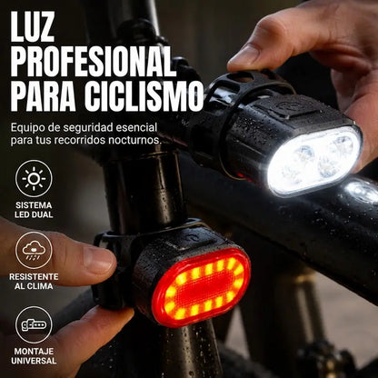 ⏰ Kit de luces recargables USB para bicicleta – PC de alta resistencia – Delantera + trasera para ciclismo
