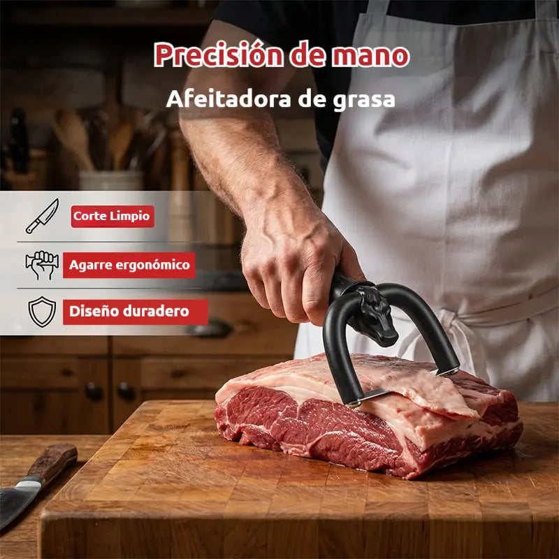 🥳50% de descuento🥩🔪 Desgrasador manual de carne y cerdo: El soporte en forma de U elimina la grasa superficial, minimizando el desperdicio de carne magra. Cuchillas de acero inoxidable y mango ergonómico. 🧑‍🍳✨