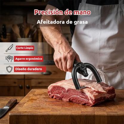 🥳50% de descuento🥩🔪 Desgrasador manual de carne y cerdo: El soporte en forma de U elimina la grasa superficial, minimizando el desperdicio de carne magra. Cuchillas de acero inoxidable y mango ergonómico. 🧑‍🍳✨