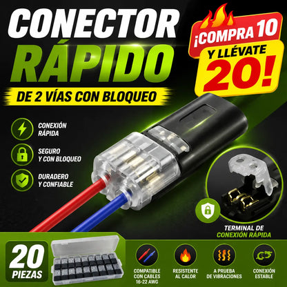 🏆Conector enchufable de doble cable con presilla de bloqueo