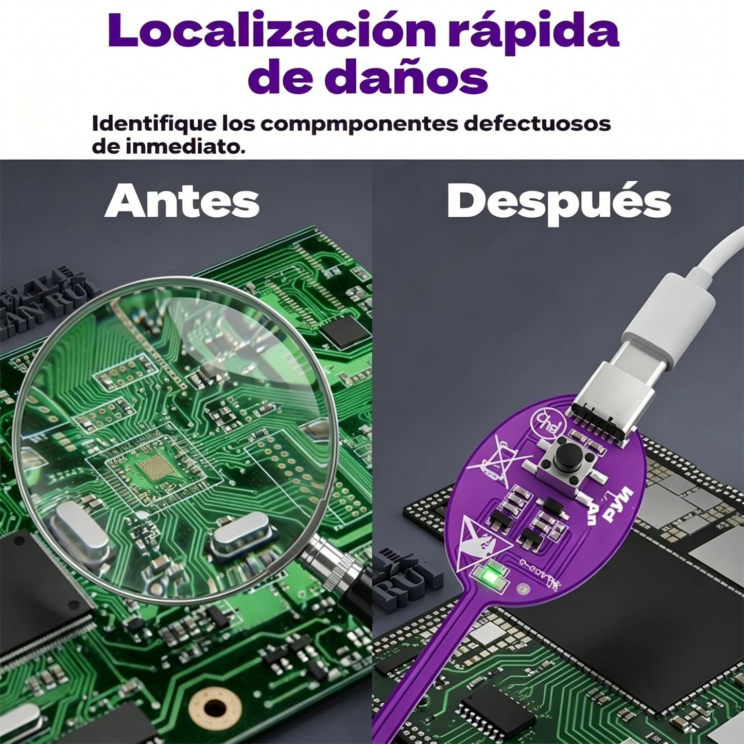 🔥【2 unidades por 23 euros】【Nueva mejora】Detector de fallos de placa base de alta precisión con inductor: se utiliza para localizar y detectar fallos electromagnéticos en teléfonos móviles.
