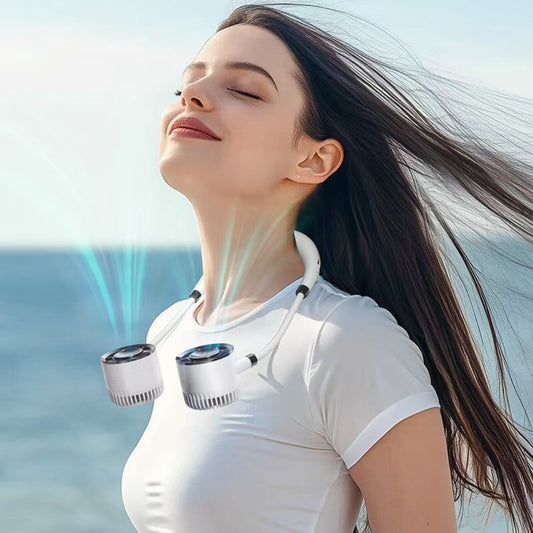 💨 Ventilador de aire acondicionado con cuello – Extremadamente silencioso, portátil y giratorio 360° – Ideal para el verano 🌞