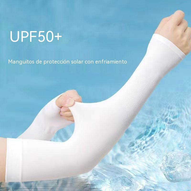 [Compra 1, llévate 3 gratis]【4 pares 24 €】 Calentadores de brazos unisex de seda helada con protección UV UPF50+