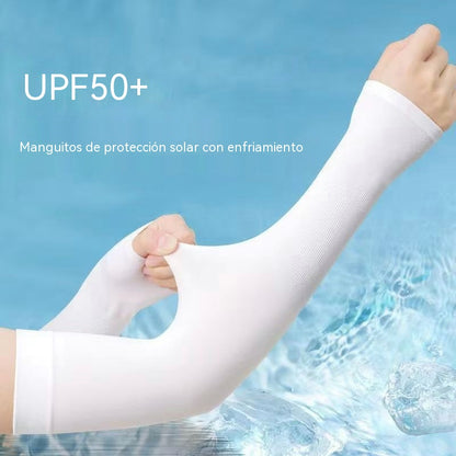 [Compra 1, llévate 3 gratis]【4 pares 24 €】 Calentadores de brazos unisex de seda helada con protección UV UPF50+