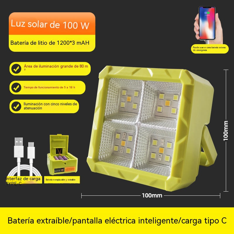 Luz de emergencia solar recargable multifuncional para exteriores