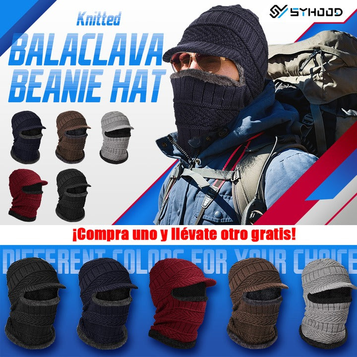 Gorro de lana grueso de una sola pieza, resistente al viento, para exteriores.