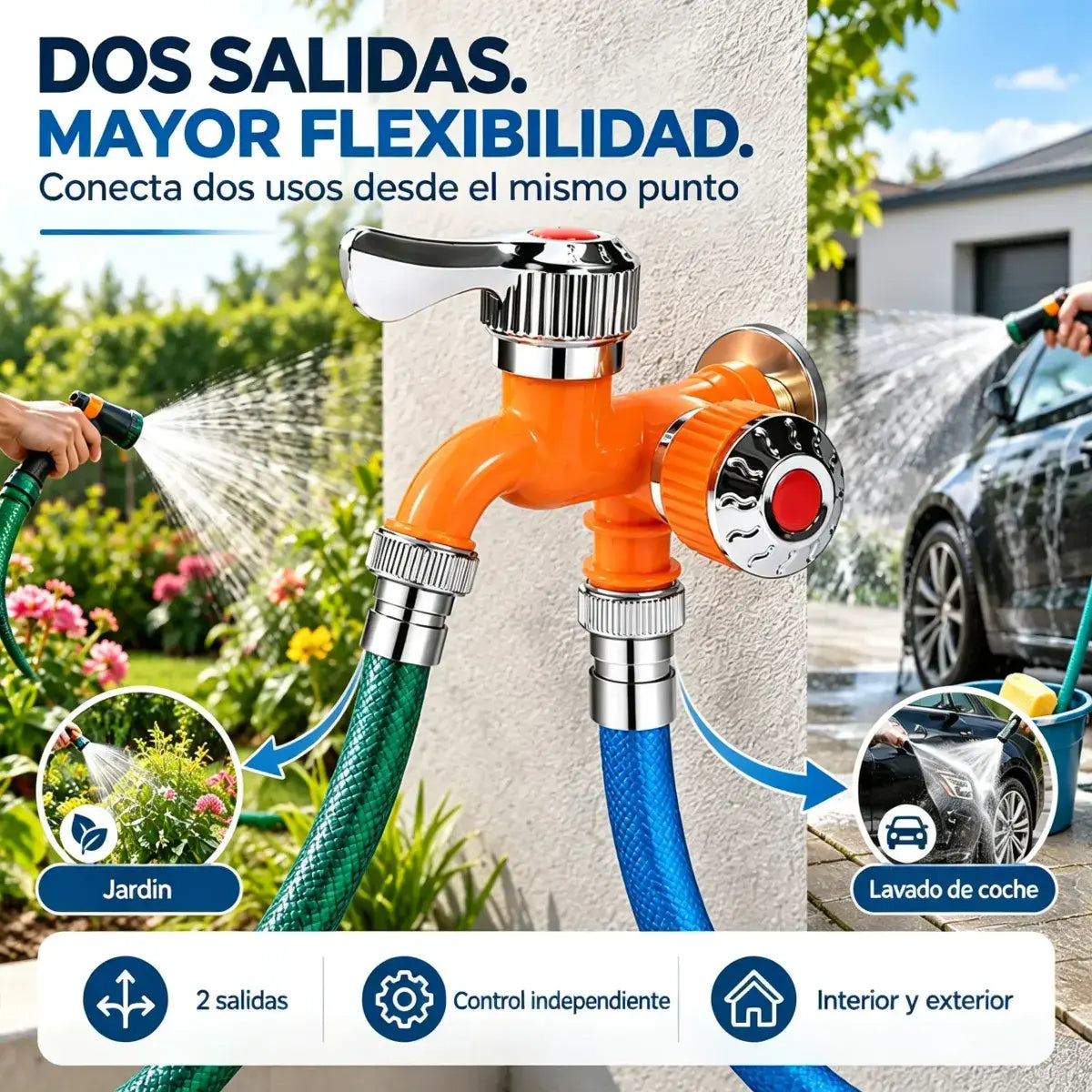 🚰🔧 Adaptador de Grifo 2 en 1 | Divisor de Agua con Doble Salida y Control Independiente, Antisalpicaduras y Resistente al Frío