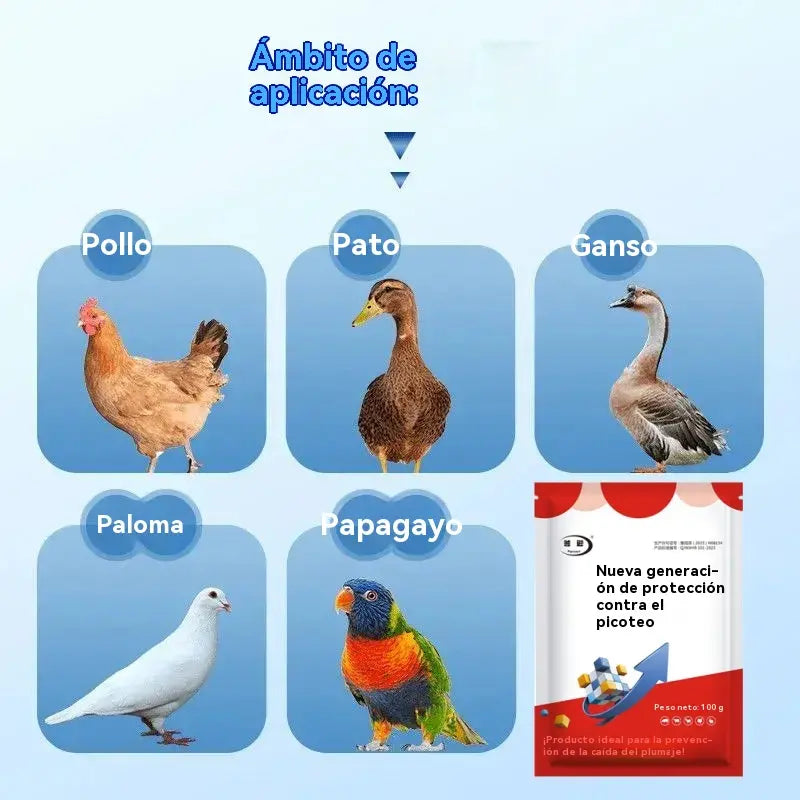 🐔¡Compra 2 y llévate 2 gratis! 4 paquetes (100 g cada uno) por solo 28 €.🐓Suplemento veterinario de oligoelementos contra el picoteo, adecuado para pollos, patos, gansos y aquellos 🐣 que picotean el respiradero, las plumas o los huevos.