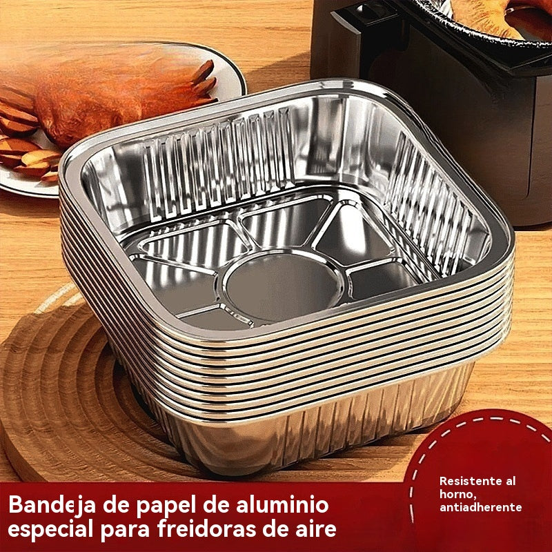 🔥【50 piezas】Bandeja para hornear para freidora de aire, bandeja de papel de aluminio