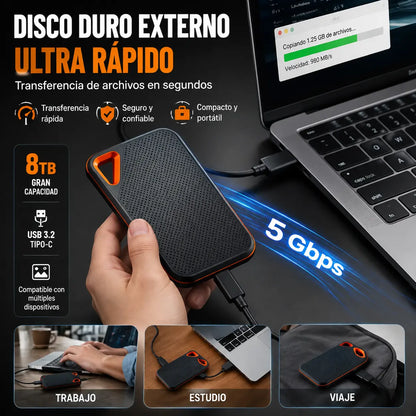 【Último día 🔥50% de descuento】💥【8TB】 Disco duro móvil de alta velocidad y gran capacidad