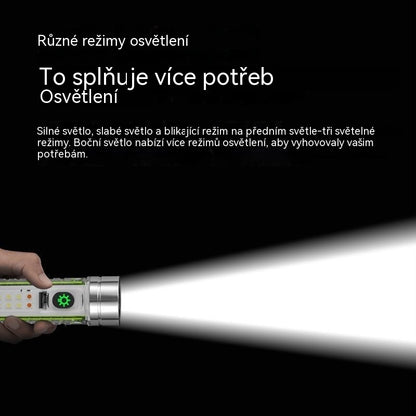 👍👍Kompaktní svítilna s vysokou intenzitou světla, multifunkčním bočním světlem, rychlým nabíjením přes USB-C, přenosností a ultra dlouhou výdrží baterie.