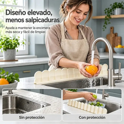 💧 Barrera Antisalpicaduras de Silicona para Fregadero | Protector Impermeable con Ventosas para Cocina y Lavabo