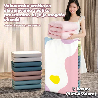 【5-delni komplet】 Velika, stisljiva vakuumska vrečka za shranjevanje: črpalka ni potrebna, neprepustna in idealna za prihranek prostora v kovčkih in doma