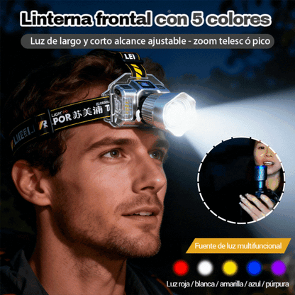 🏆ÚLTIMO DÍA DE OFERTA 50% DE DESCUENTO🔥Linterna frontal LED recargable con múltiples luces